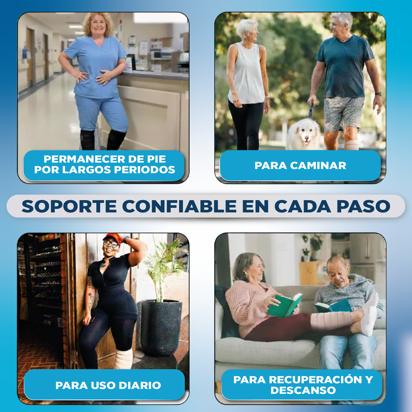 Faja de Compresión para Pantorrillas - Terapia para Piernas Hinchadas, Diabéticas con Ulceras