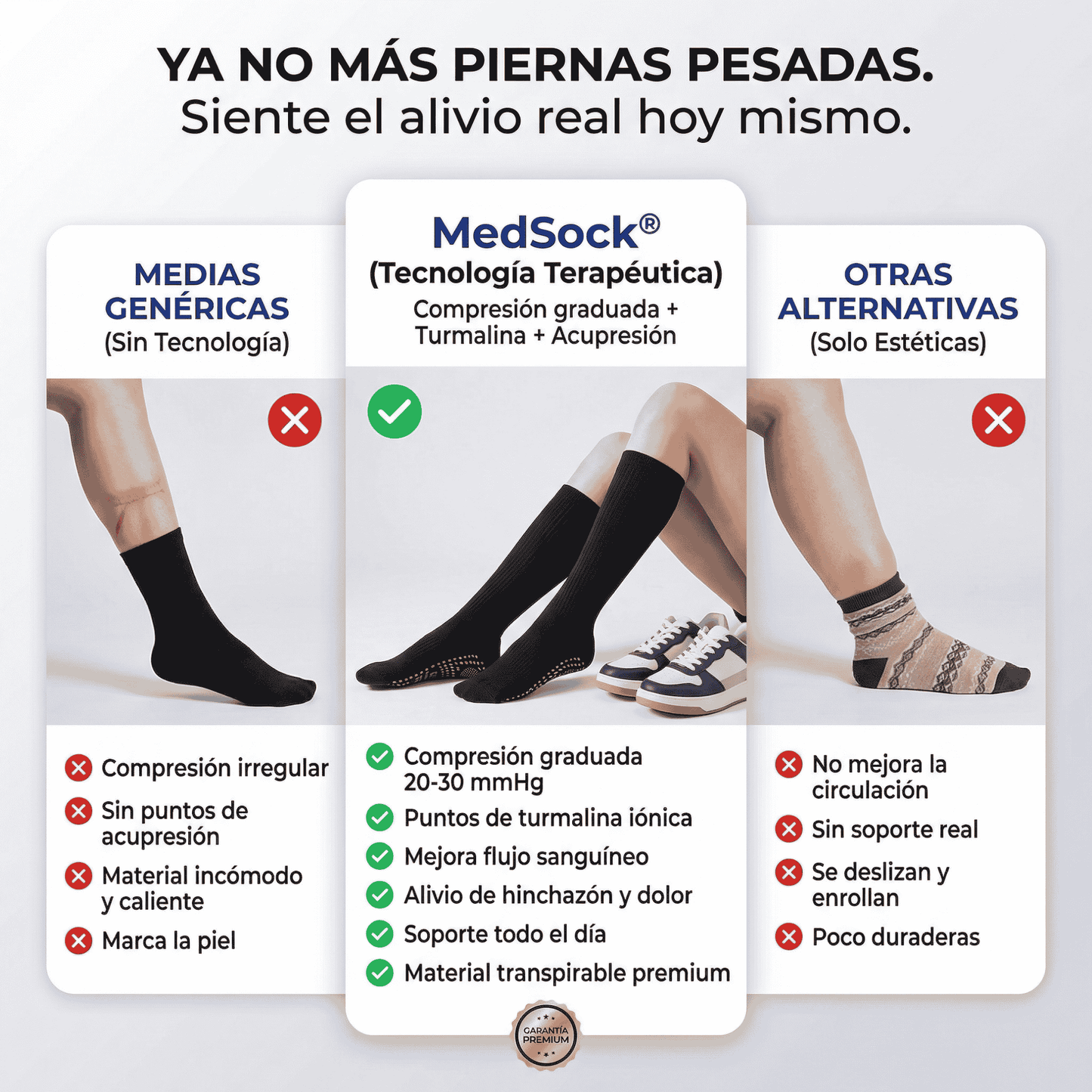MedSock® - Medias de compresión de turmalina iónica con control de vena várice