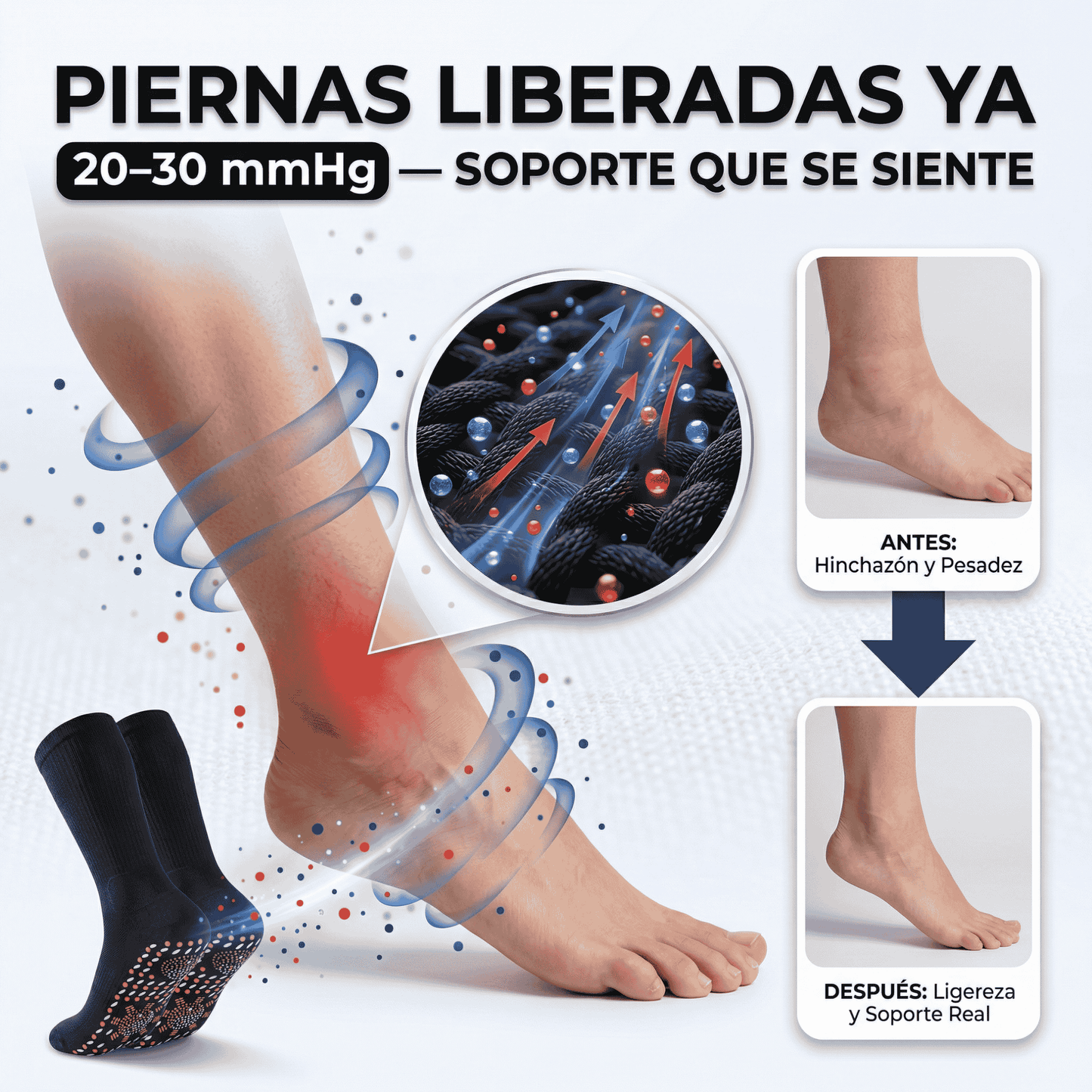 MedSock® - Medias de compresión de turmalina iónica con control de vena várice
