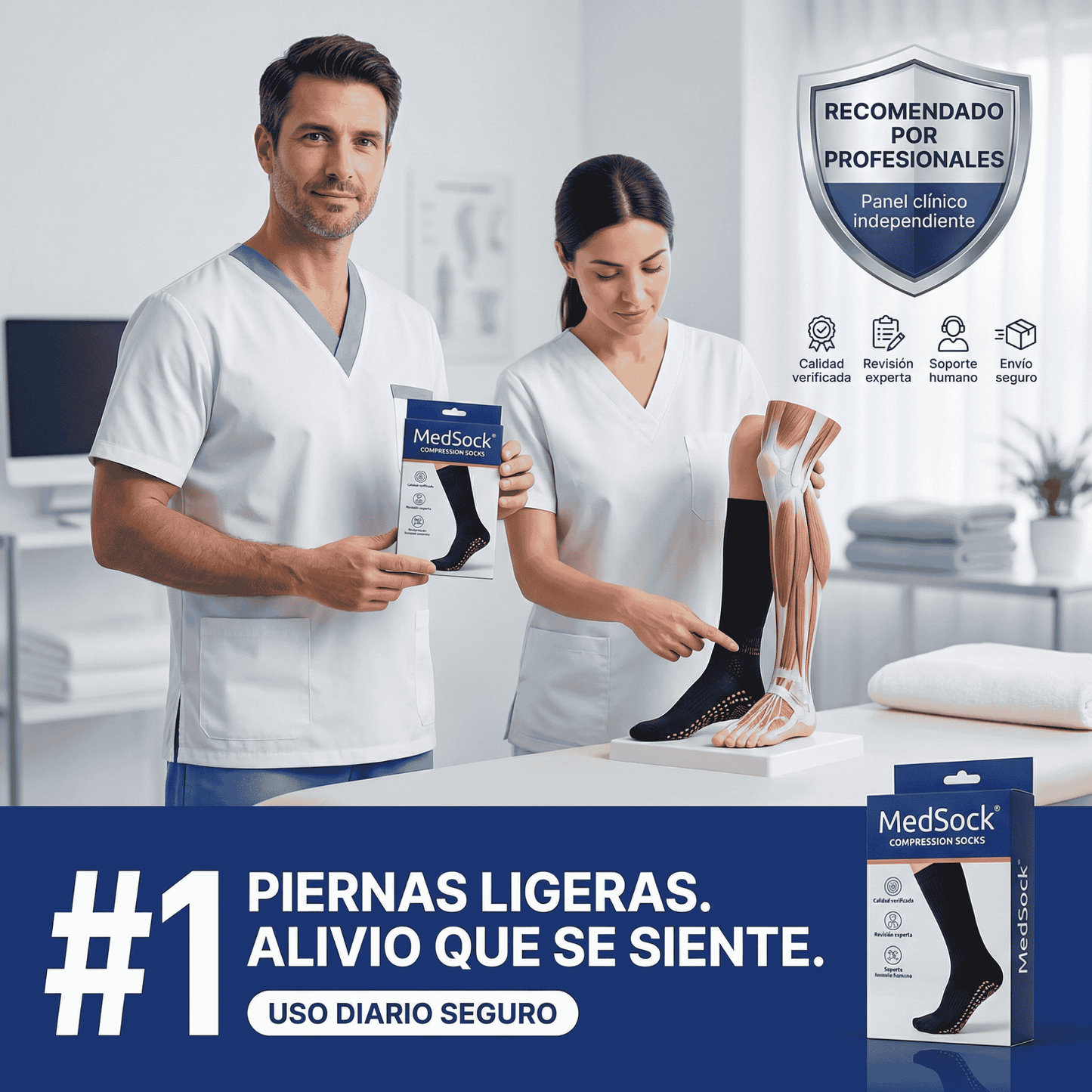 MedSock® - Medias de compresión de turmalina iónica con control de vena várice