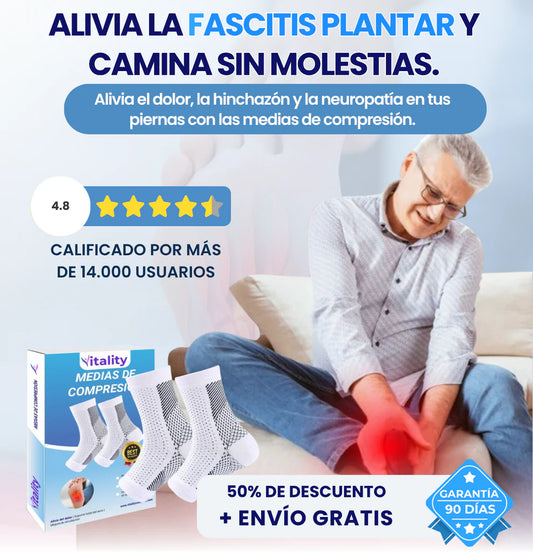 Vitality - Par de Medias de Compresión Alivia la Fascitis Plantar