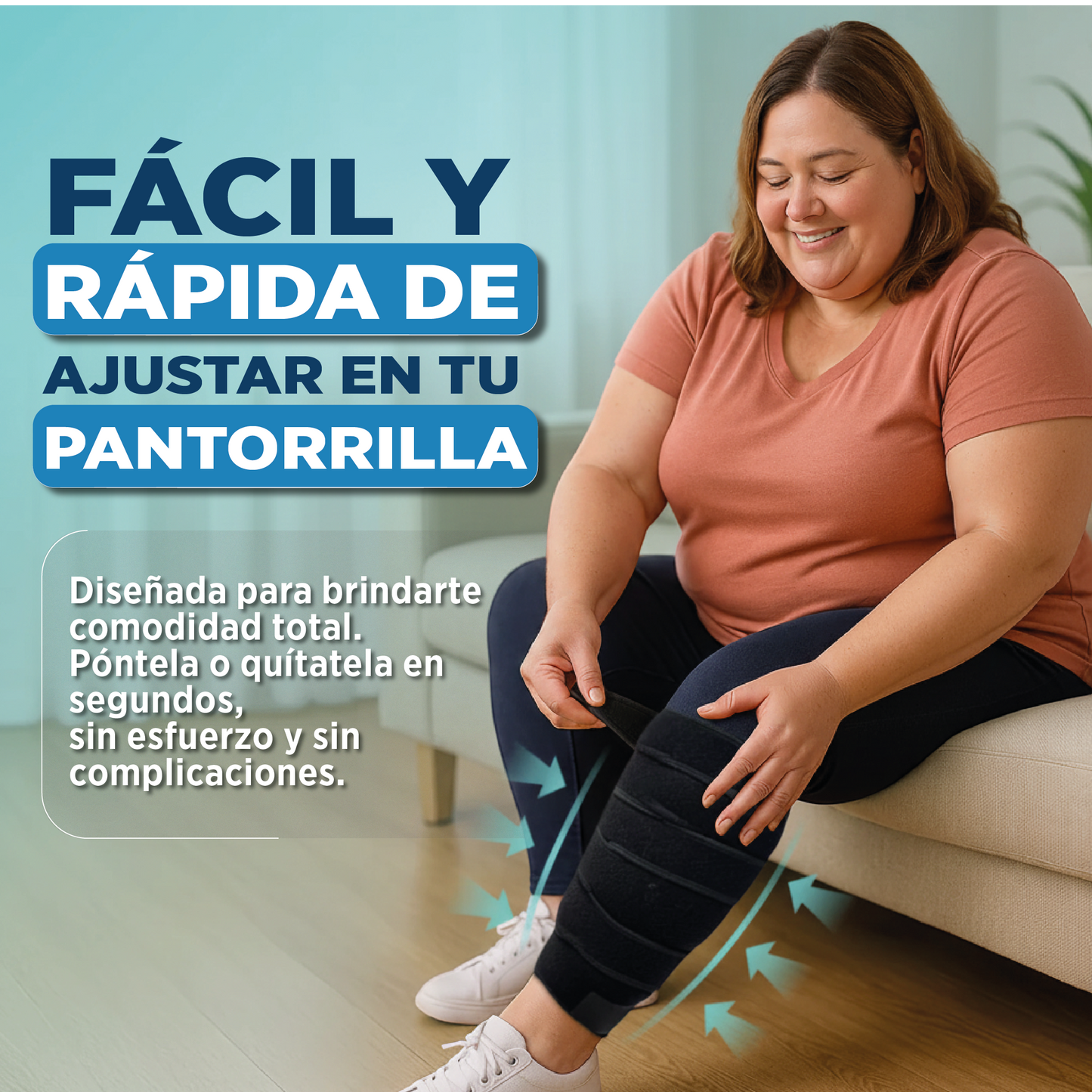 Faja de Compresión para Pantorrillas - Terapia para Piernas Hinchadas, Diabéticas con Ulceras