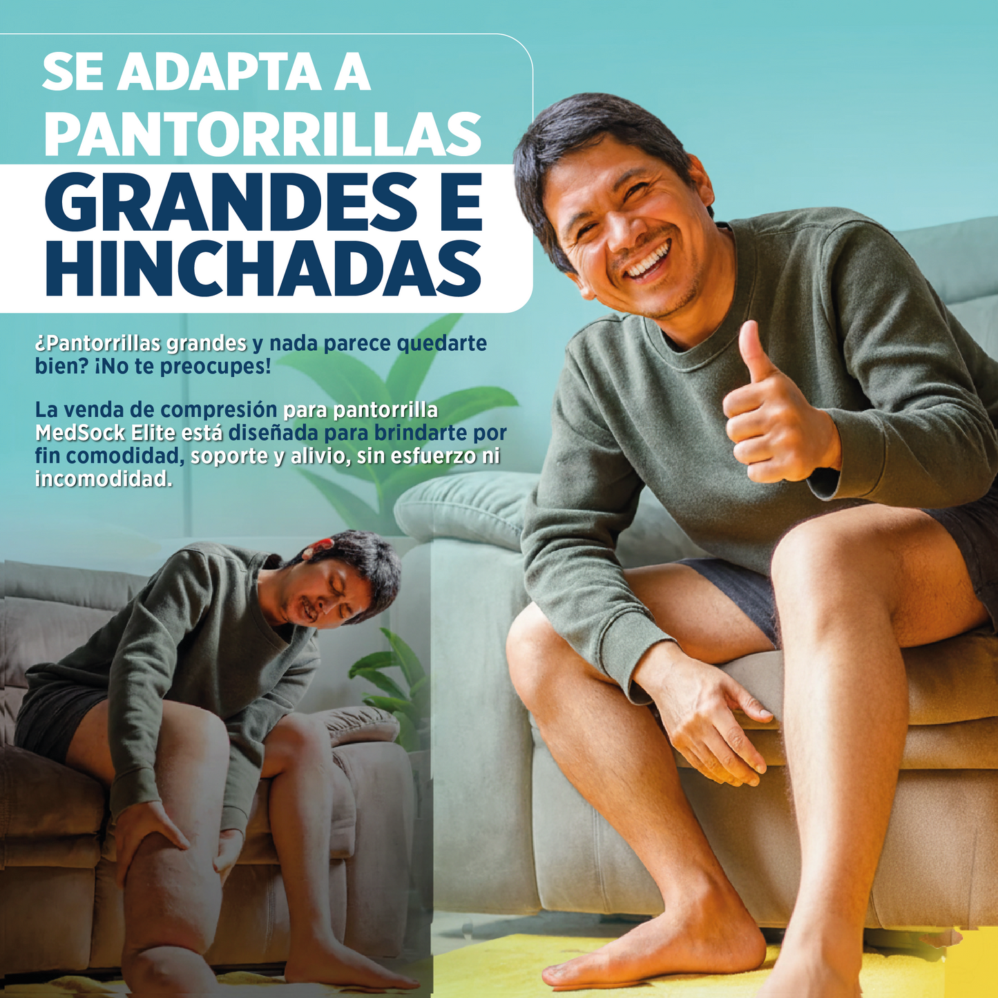 Faja de Compresión para Pantorrillas - Terapia para Piernas Hinchadas, Diabéticas con Ulceras