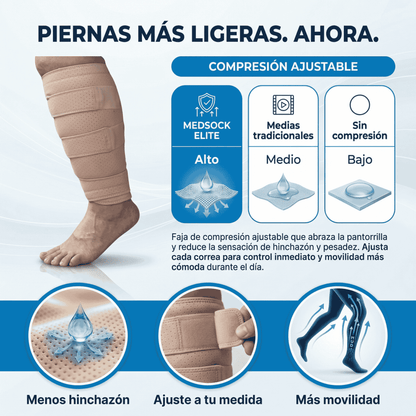 Faja de Compresión para Pantorrillas - Terapia para Piernas Hinchadas, Diabéticas con Ulceras