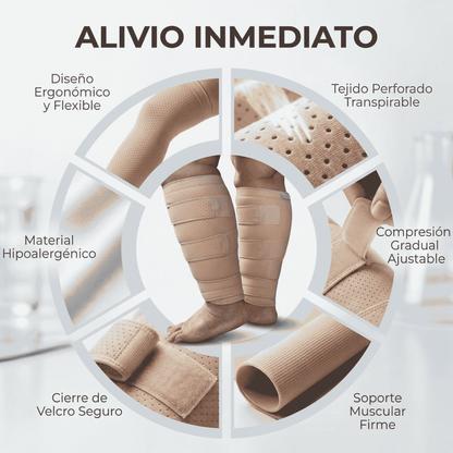 Faja de Compresión para Pantorrillas - Terapia para Piernas Hinchadas, Diabéticas con Ulceras