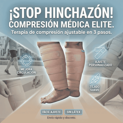Faja de Compresión para Pantorrillas - Terapia para Piernas Hinchadas, Diabéticas con Ulceras