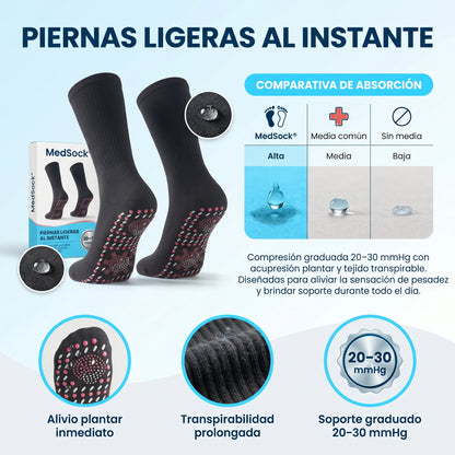 MedSock® - Medias de compresión de turmalina iónica con control de vena várice y acupresión